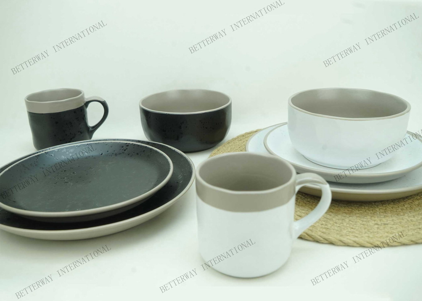 Stoneware dinnerware matte reactive glaze with shiny speckle