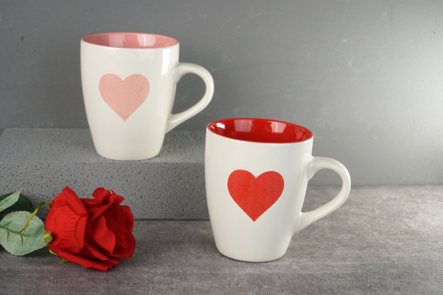 new bone china bullet mug with heart design