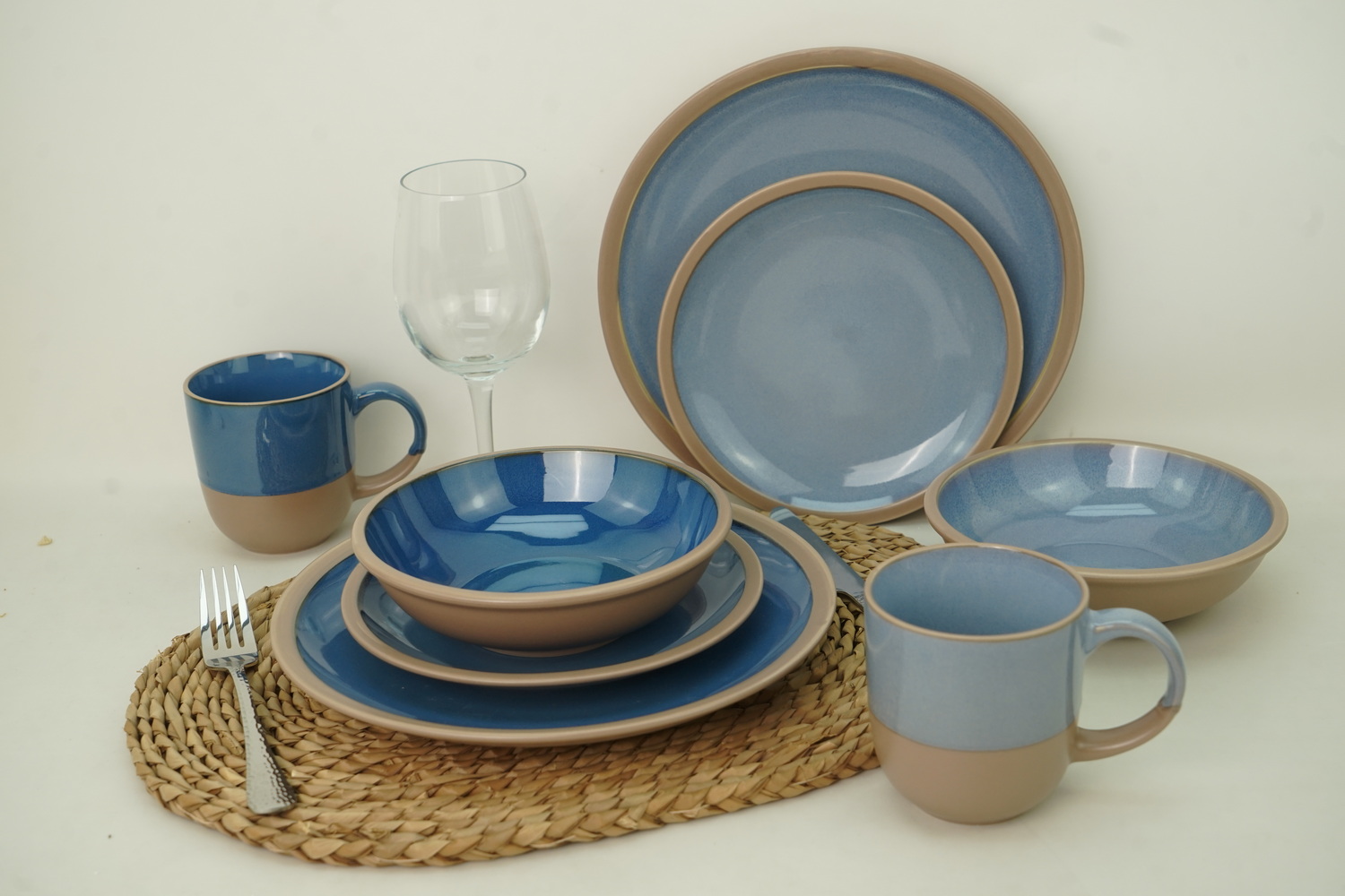 Stoneware dinnerware matte stone finish with reactive glaze