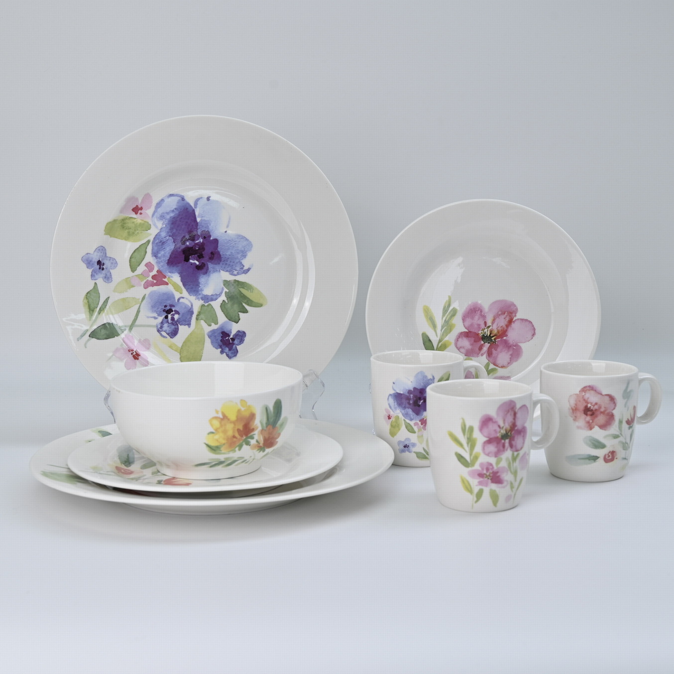 new bone china dinnerware set with watercolor flower design simple style