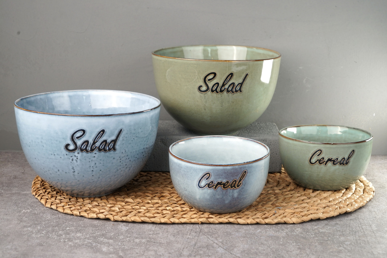 stonware reactive glaze soup salad bowl LS089