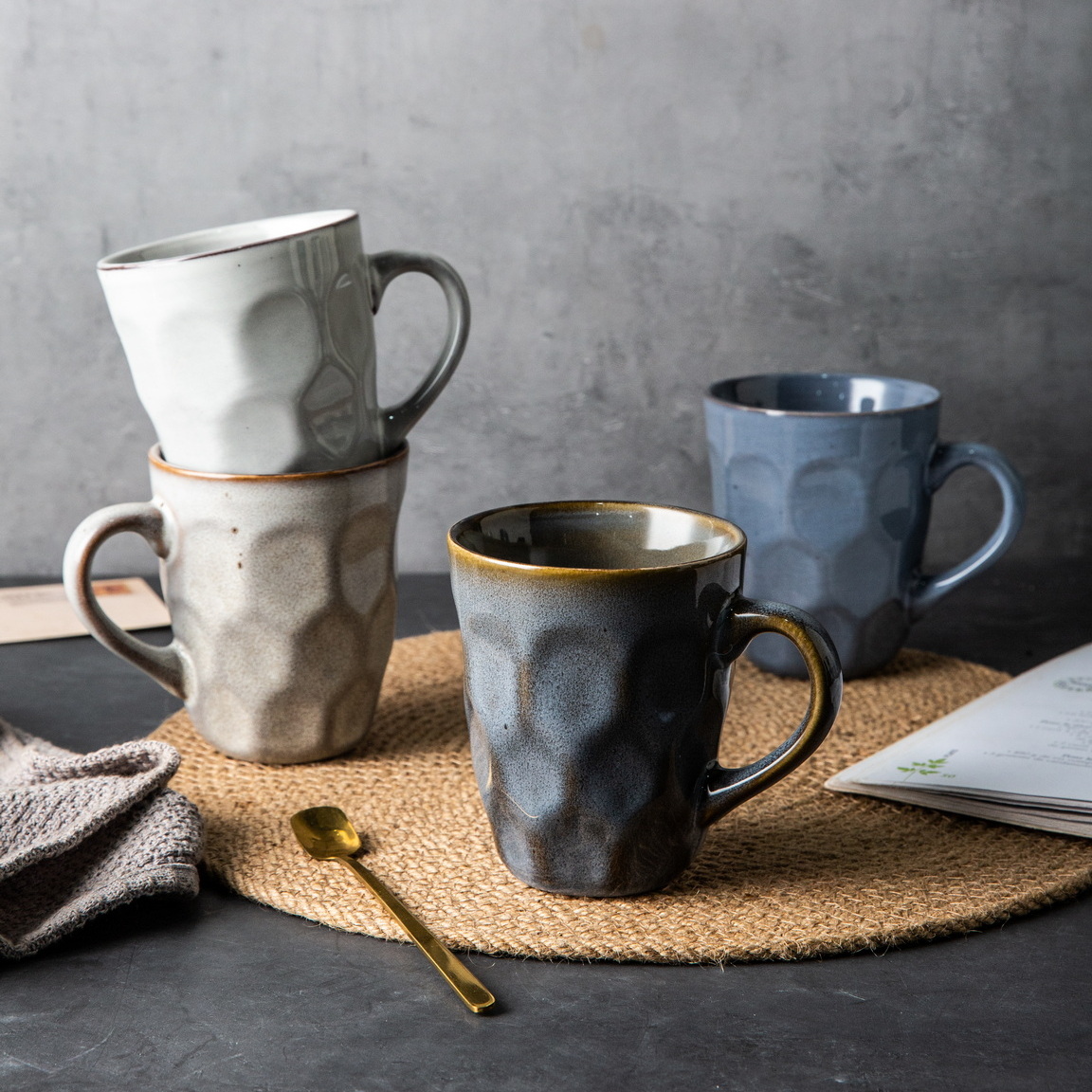 stoneware reactive glaze coffee mug set