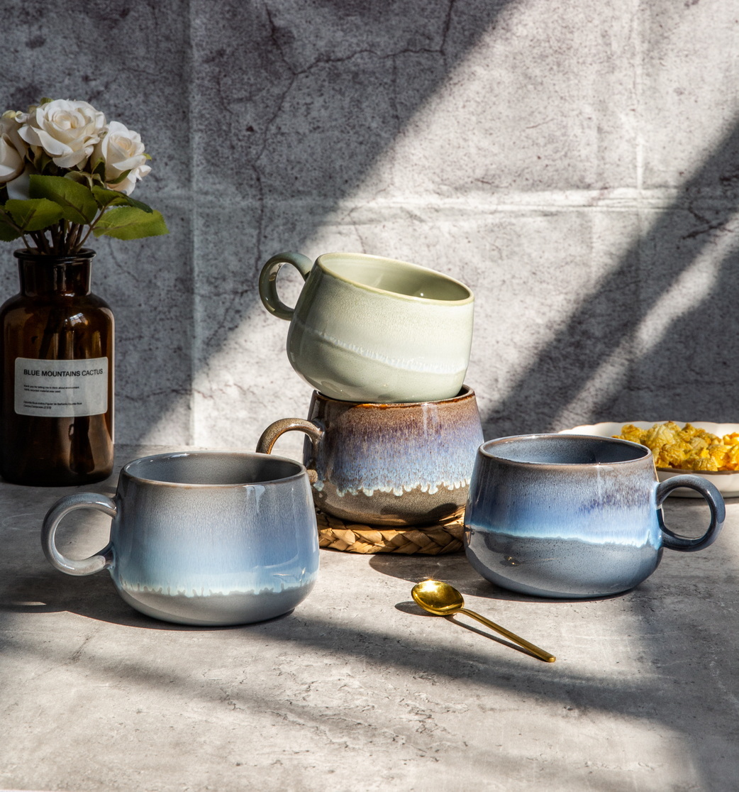 stoneware reactive glaze mug set