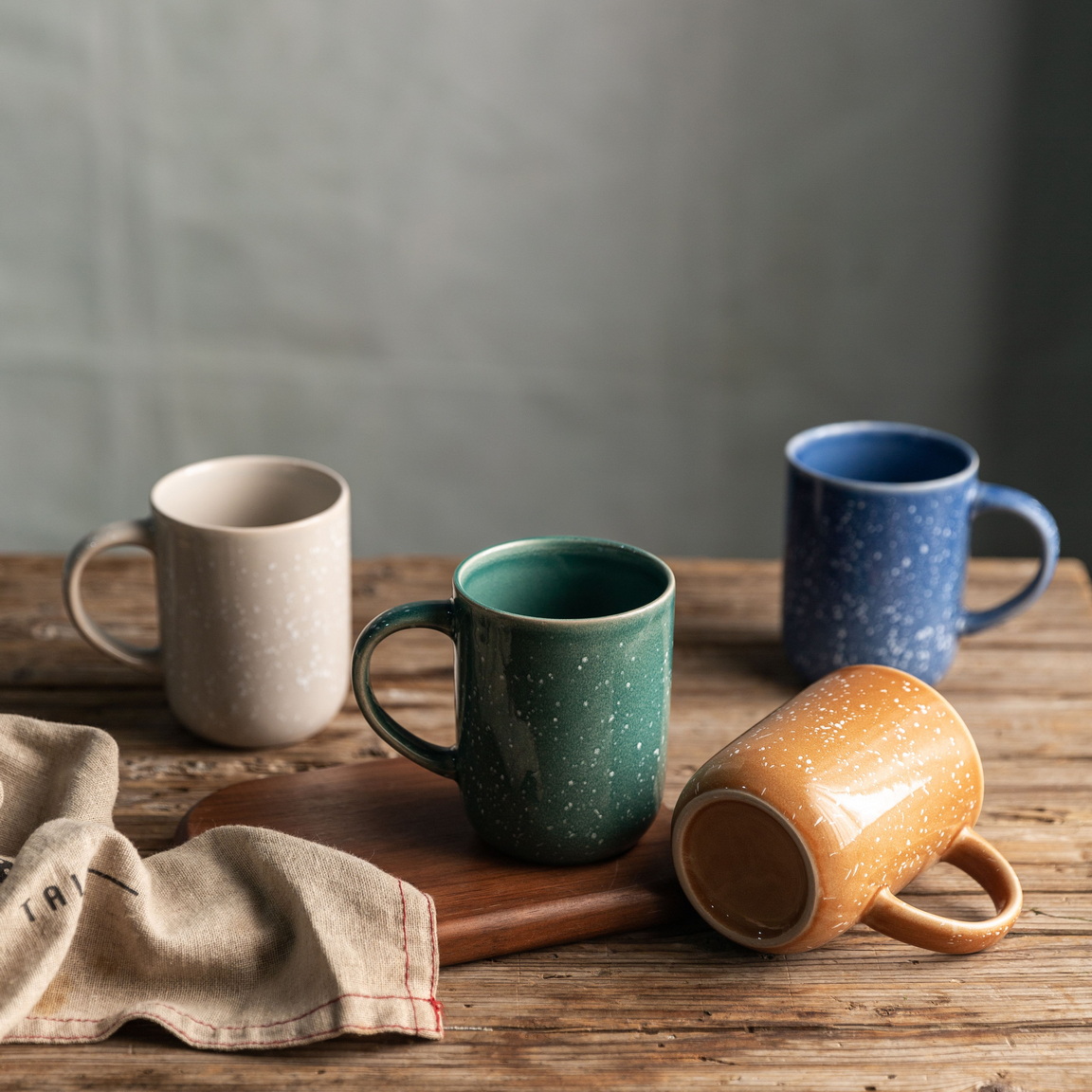 stoneware reactive glaze mug set