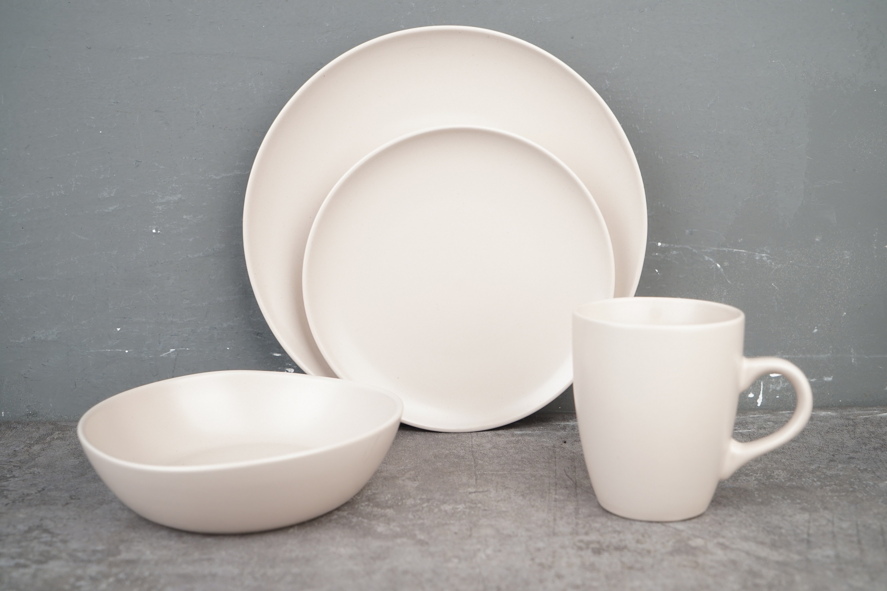 stoneware matte pink color dinnerware set