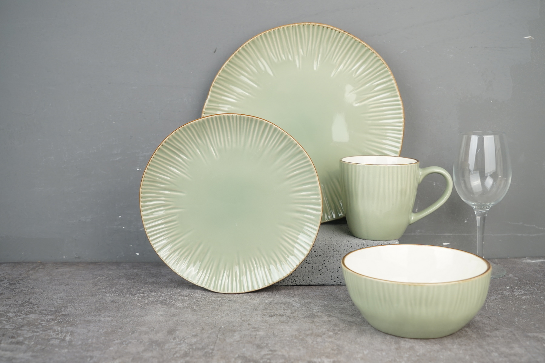 stoneware reactive glaze dinnerware set QX692