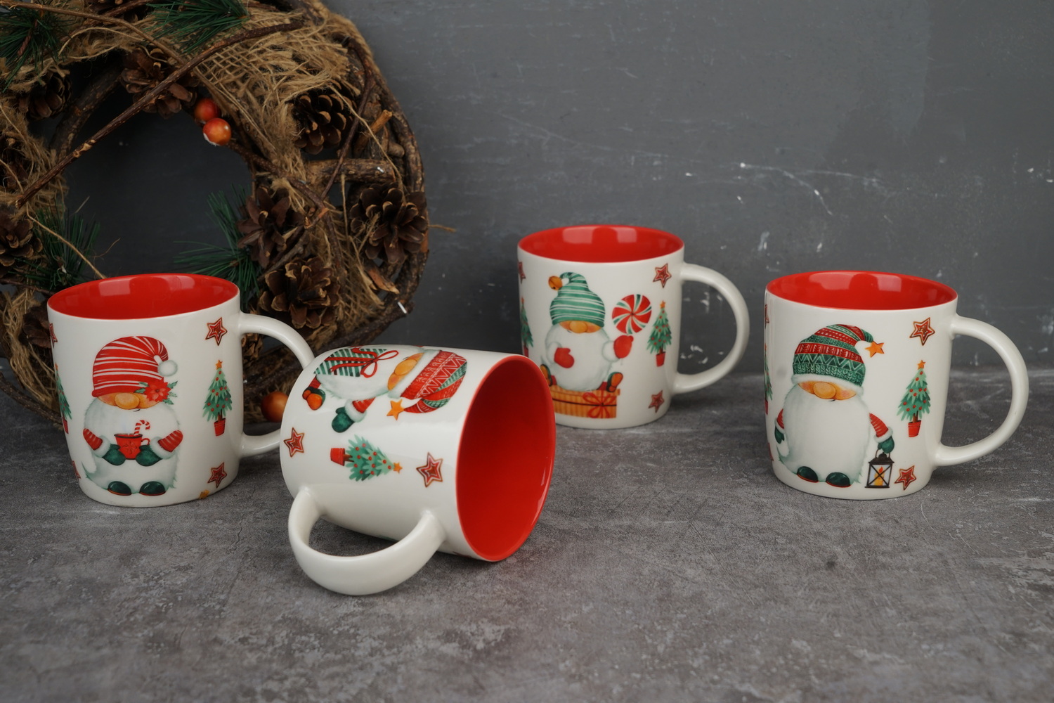 new bone china coffee mug set with Christmas design