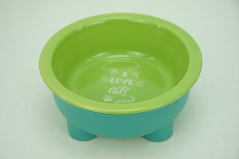 1x stoneware 350ml pet bowl with plastic holder  PE9053