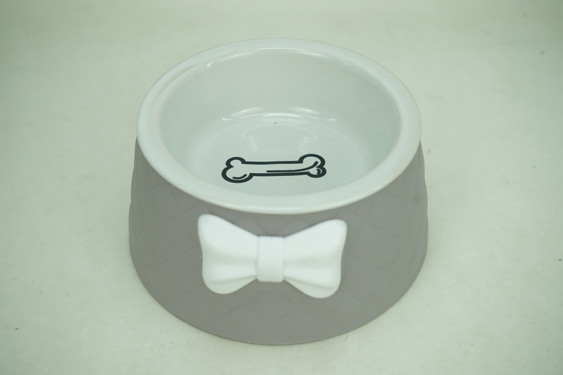 1x stoneware 350ml pet bowl with plastic holder   PE9062