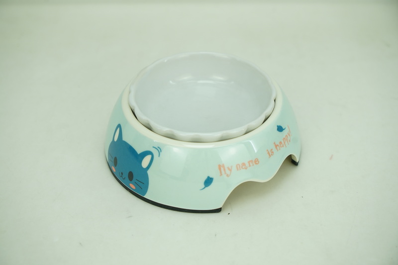 1x stoneware 100ml pet bowl with melamine printing holder  PE9063